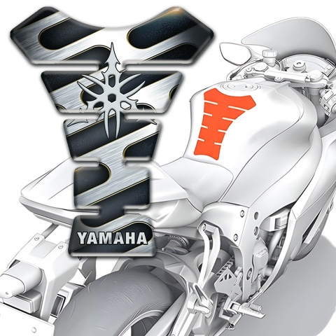 Yamaha Tank Guard Pads Metal Elements Style White logo 