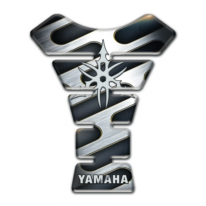 Yamaha Tank Guard Pads Metal Elements Style White logo 