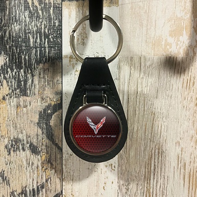 Chevrolet Corvette Keychain Leather Red Hex Color Edition