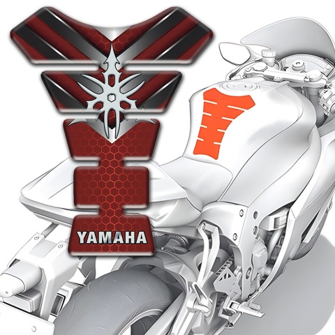 Yamaha Tank Pad Motorbike Red Base with Nikel V Shape Decoration 
