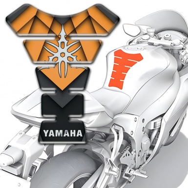 Yamaha Tank Pad Motorbike Orange Details High-Quality Silicone Sticker 