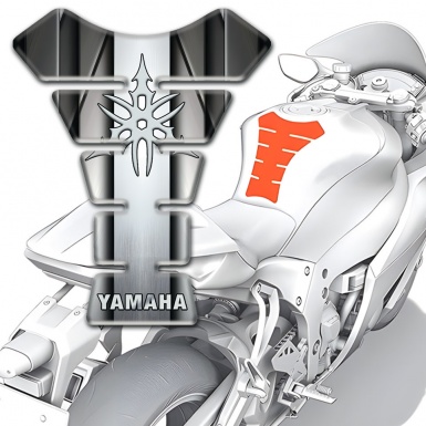 Yamaha Tank Pad Motorbike Metall Effect background White Logo 
