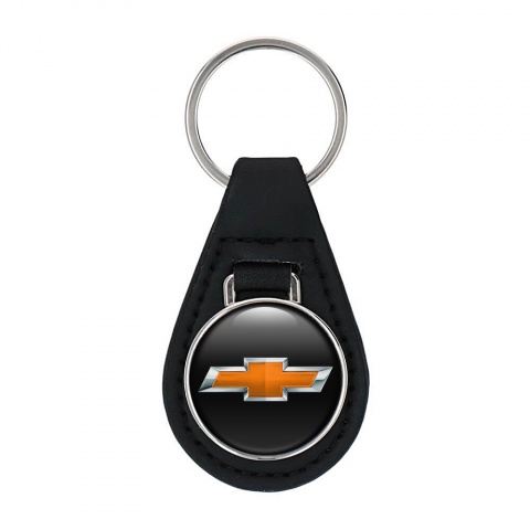 Chevrolet Leather Keychain Black Orange Edition