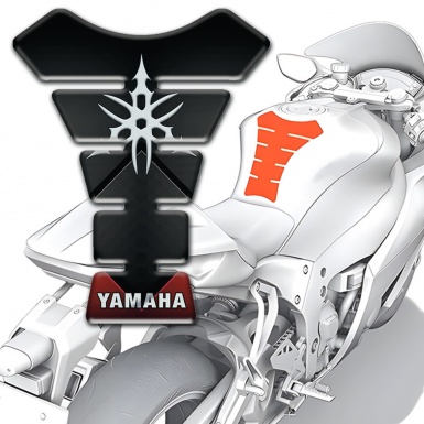 Yamaha Tank Guard Pads dark Stylish base White logo 