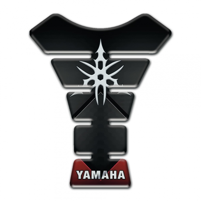 Yamaha Tank Guard Pads dark Stylish base White logo 