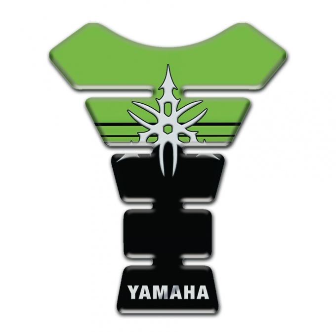 Yamaha Tank Pad Motorbike Green Black print White logo 