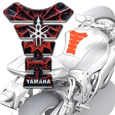 Yamaha Tank Fuse Red Spider Web with 3D Design 