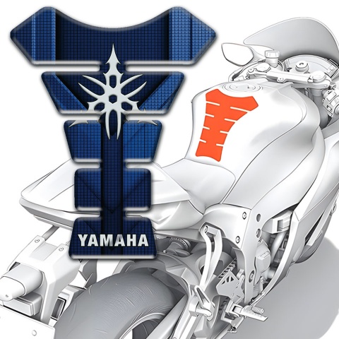 Yamaha Tank Pad Motorbike Dark Blue Decoration Design and White Logo 