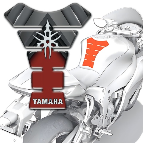 Yamaha Tank Protector Grey Red Decoration Type and Stylish Logo 