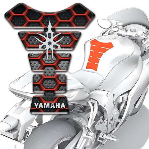 Yamaha Tank Protector Red Hexagon Mesh Style 