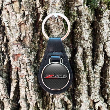 Chevrolet Z71 Keychain Leather Black Carbon Design
