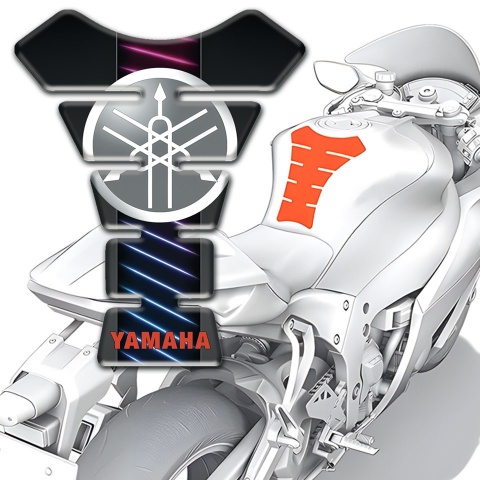 Yamaha Tank Guard Pads Neon Lines Motive Classic Grey Logo 