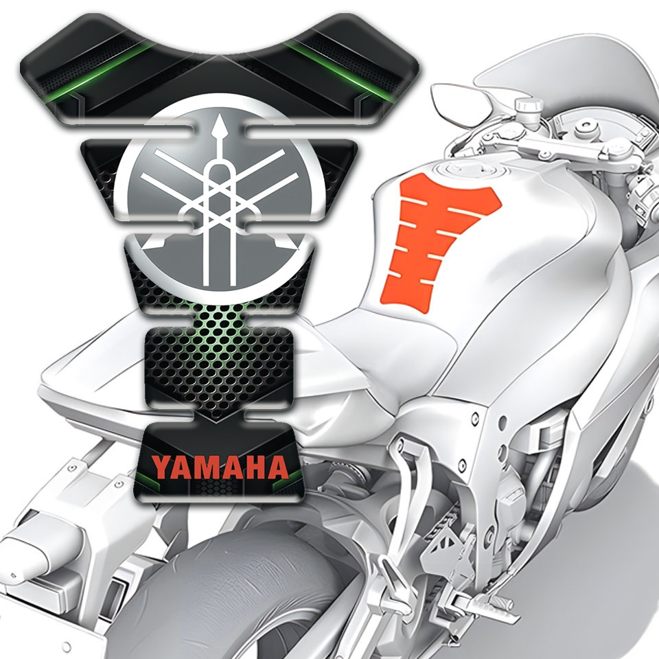 Yamaha Tank Fuse Green Shadow Base Roung Grey Logo | Tank Protectors ...