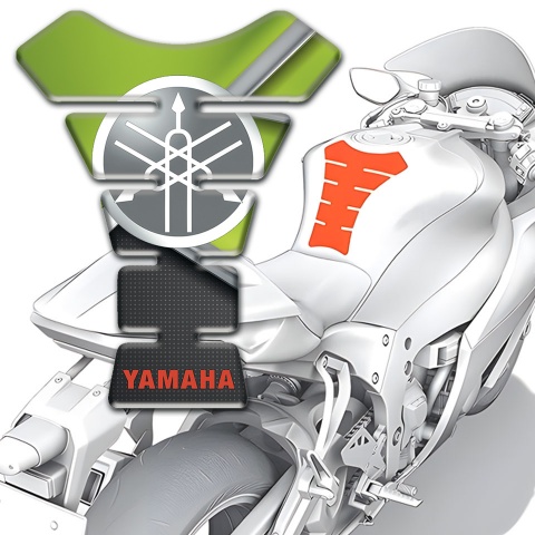 Yamaha Tank Pad Motorbike Green Black Print Base Round Classic Logo 