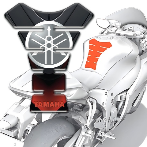 Yamaha Tank Pad Motorbike Round White Grey Logo 