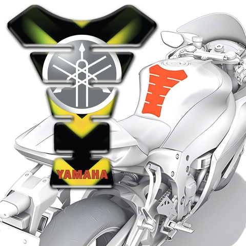 Yamaha Tank Guard Pads Green Yellow V Shape Details 