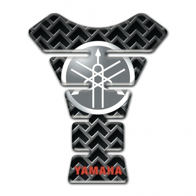 Yamaha Tank Pad Motorbike Grid Base Effect White Grey Round Logo 