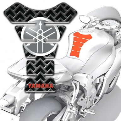 Yamaha Tank Pad Motorbike Grid Base Effect White Grey Round Logo 