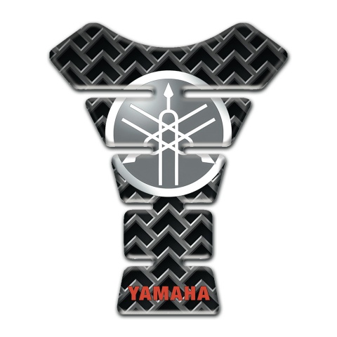 Yamaha Tank Pad Motorbike Grid Base Effect White Grey Round Logo 