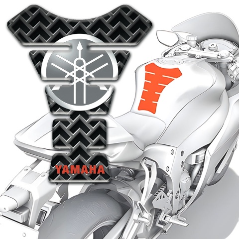 Yamaha Tank Pad Motorbike Grid Base Effect White Grey Round Logo 