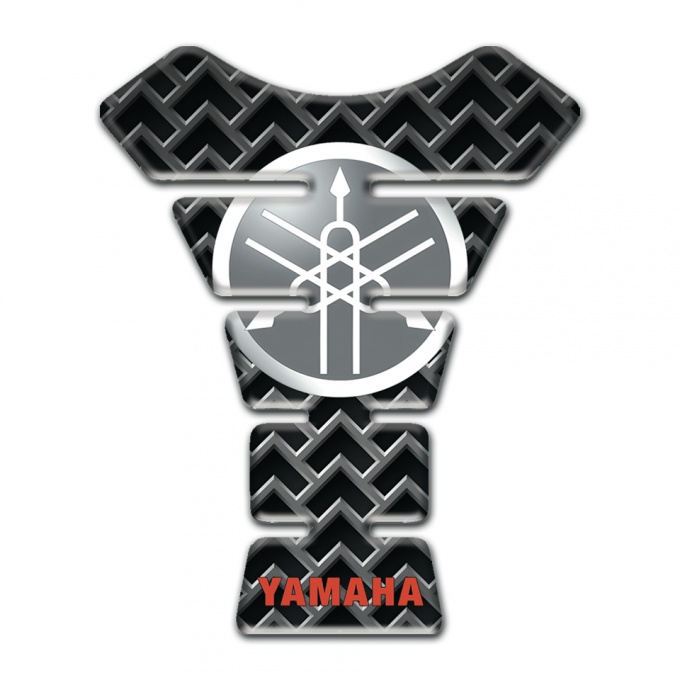 Yamaha Tank Pad Motorbike Grid Base Effect White Grey Round Logo 