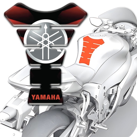Yamaha Tank Pad Protector Merging red Black base and Round Logo 