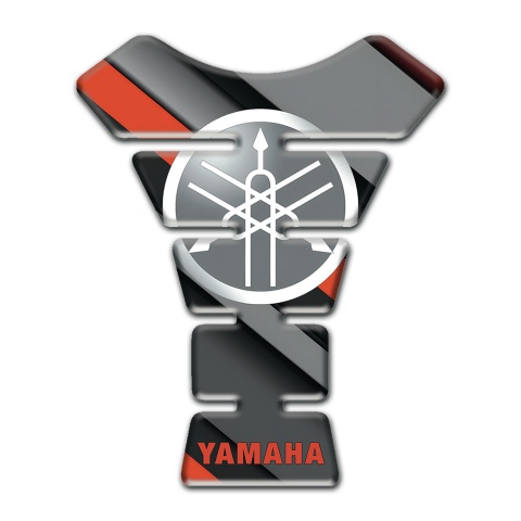 Yamaha Tank Pad Motorbike Diagonal Grey Orange Patterns and Circle Logo Style 