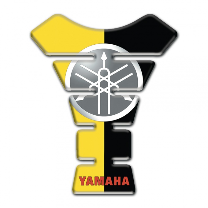 Yamaha Tank Pad Motorbike Black Yellow Halves and Circle Logo 