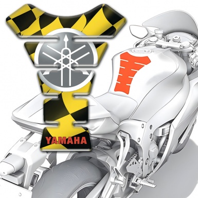 Yamaha Tank Protector Yellow Black Squares Design and Circle Logo 