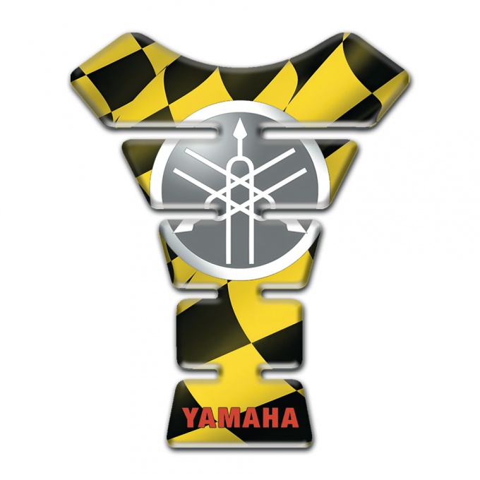 Yamaha Tank Protector Yellow Black Squares Design and Circle Logo 