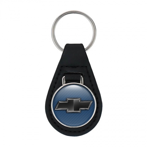 Chevrolet Keychain Leather Black Navy Logo