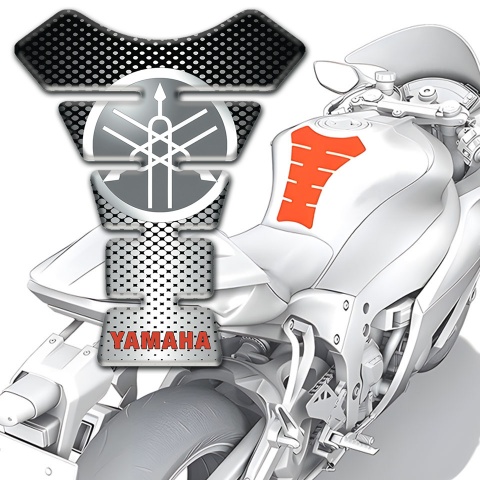 Yamaha Tank Pad Protector Grey Black Decoration Red Inscription Logo Design 