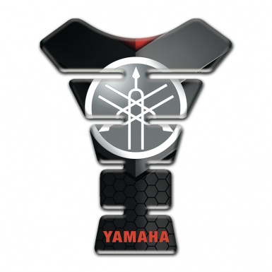 Yamaha Tank Pad Motorbike Red Inscription with Grey Circle logo 