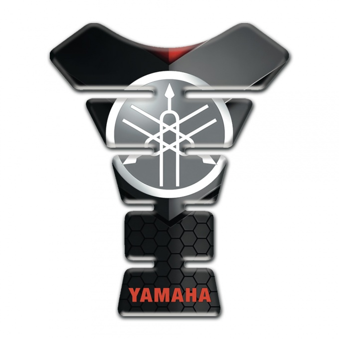 Yamaha Tank Pad Motorbike Red Inscription with Grey Circle logo 