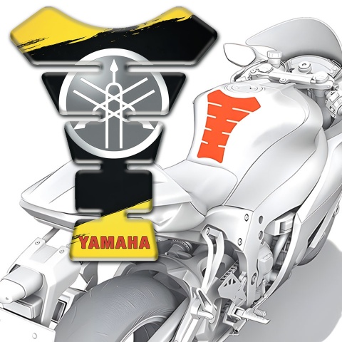 Yamaha Tank Pad Protector Black Yellow Painted base Circle Logo 