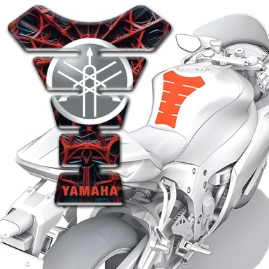 Yamaha Tank Fuse Circle Logo with Red Spider Web decoration 