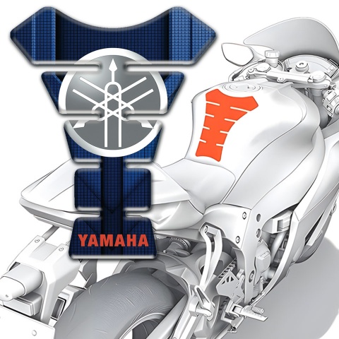 Yamaha Tank Pad Motorbike Circle Gray Logo with dark Blue base 