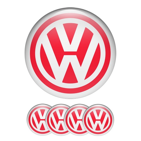 VW Volkswagen Center Hub Dome Stickers Classic Red Ring