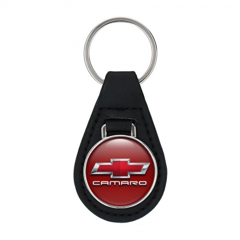Chevrolet Camaro Leather Keychain Red Carbon Design