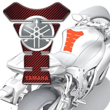 Yamaha Tank Guard Pads Classic Logo Red Carbon Edition 
