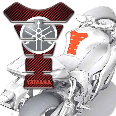 Yamaha Tank Guard Pads Classic Logo Red Carbon Edition 