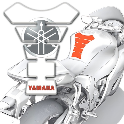 Yamaha Tank Guard Pads Round Classic Logo White Base 