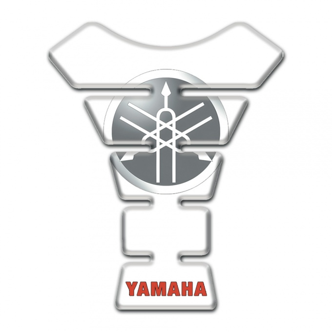 Yamaha Tank Guard Pads Round Classic Logo White Base 