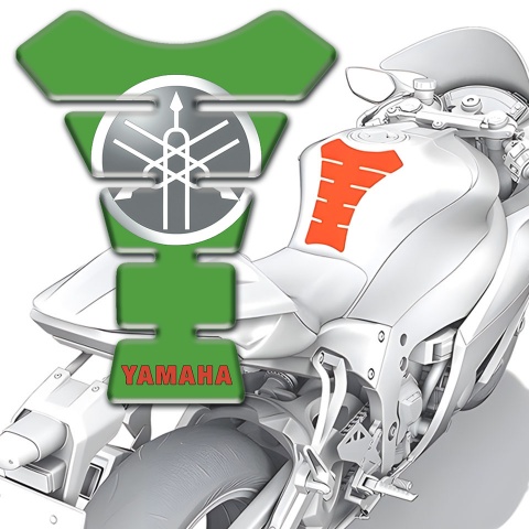 Yamaha Tank Protector White Grey Logo Green Base 