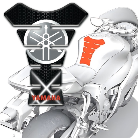 Yamaha Tank Pad Motorbike White Grey Logo with Lights Effect Base 