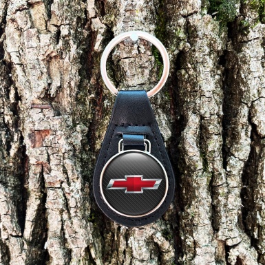Chevrolet Keyring Holder Leather Carbon Red Logo