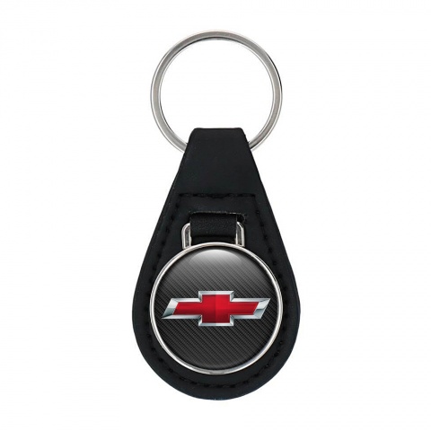 Chevrolet Keyring Holder Leather Carbon Red Logo