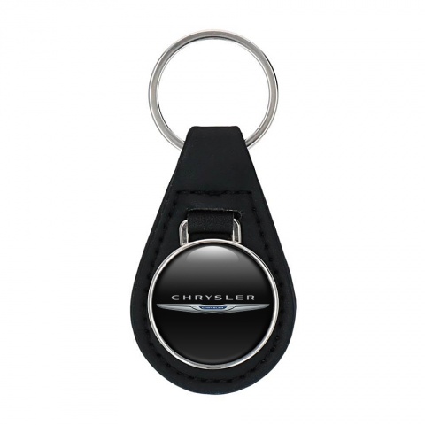 Chrysler Leather Keychain Black Silver Logo