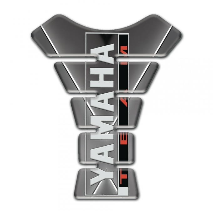 Yamaha Tank Guard Pads Gray Base with White Stripe Style 
