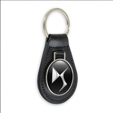 Citroen DS Key Fob Leather Black Chrome Logo